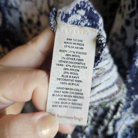 SOFT SURROUNDINGS Emory Cardi SEQUIN FRINGE TOPPER Open Cardigan S/M Blue - Picture 4 of 7